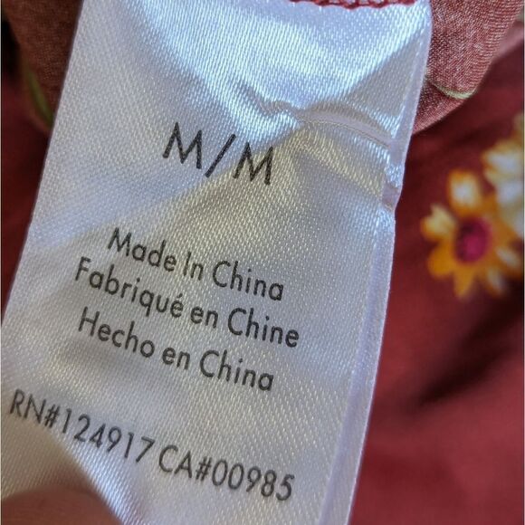 Danielle Bernstein Tie Back Roses And Daises Midi Silky Dress M Redwood Multi - Picture 11 of 16